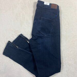 DENIM HUNTER  CELINA torn stressed 5 pocket dark wash jeans size 29 ankle zipper